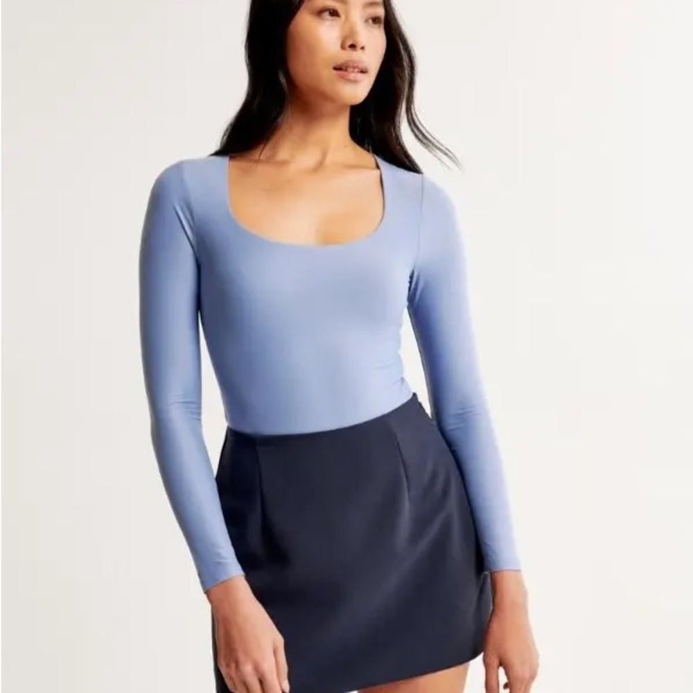 NWT Abercrombie & Fitch Slate Blue Cropped Long Sleeve Blouse